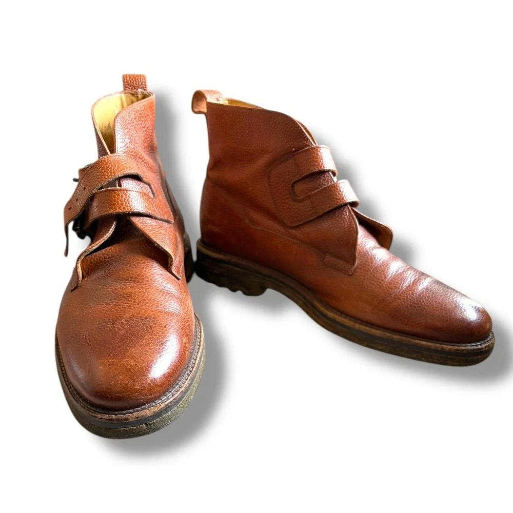 Rare Vintage Polo Ralph Lauren Brown Leather Double‎ Monk Strap Chukka Boots 9 D